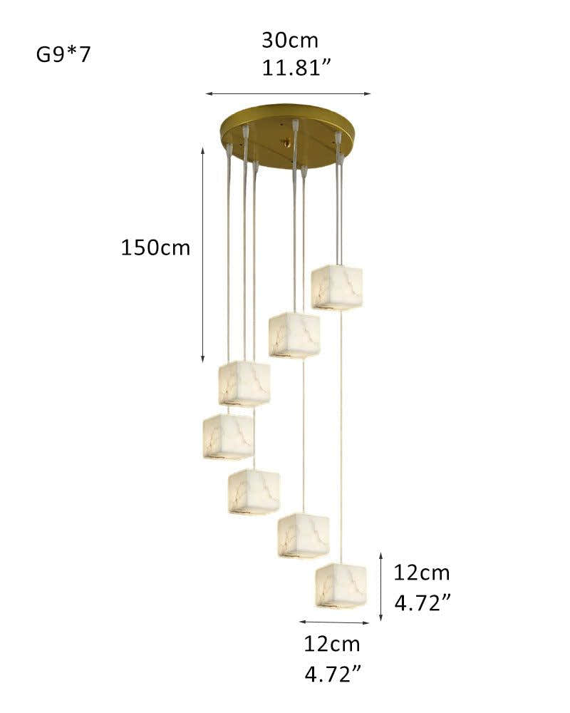 1/6/9/12/18/36-light G9 Alabaster Cluster Ceiling Pendant Lamp with Square Cube Design