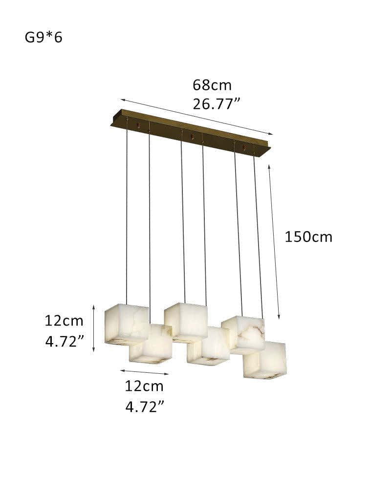 1/6/9/12/18/36-light G9 Alabaster Cluster Ceiling Pendant Lamp with Square Cube Design
