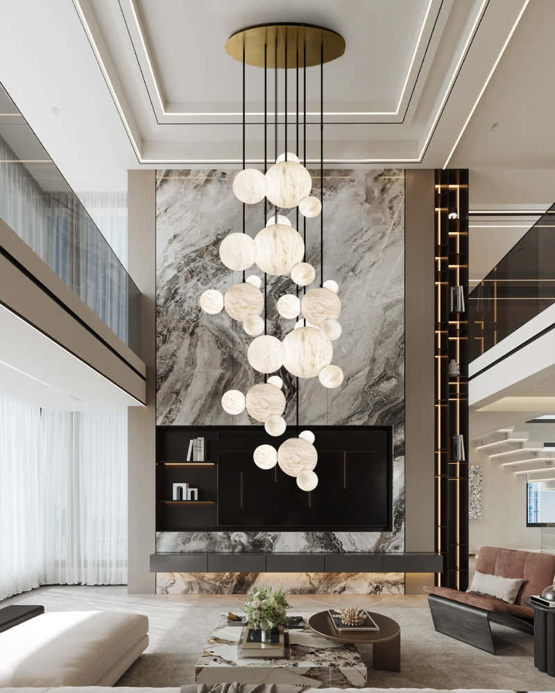 Cluster White Alabaster Long Pendant Lamp Cord ceiling for home decor