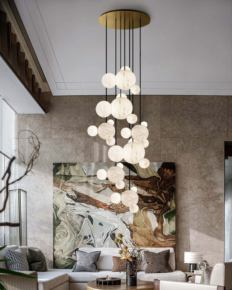 Cluster White Alabaster Long Pendant Lamp Cord ceiling for home decor