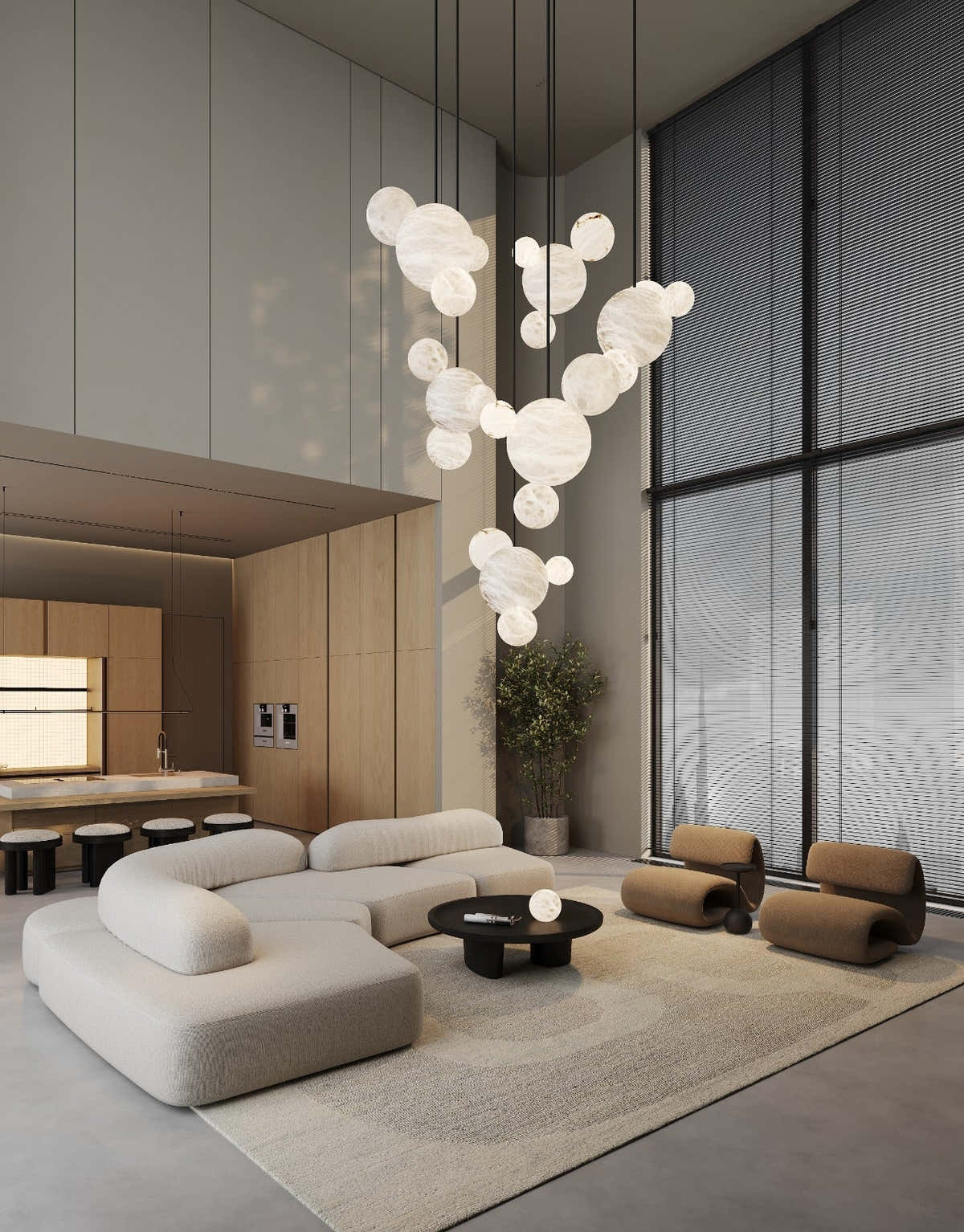 Cluster White Alabaster Long Pendant Lamp Cord ceiling for home decor