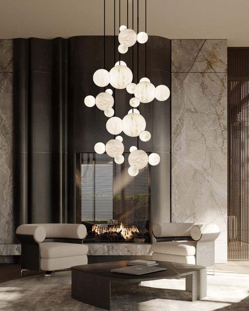 Cluster White Alabaster Long Pendant Lamp Cord ceiling for home decor