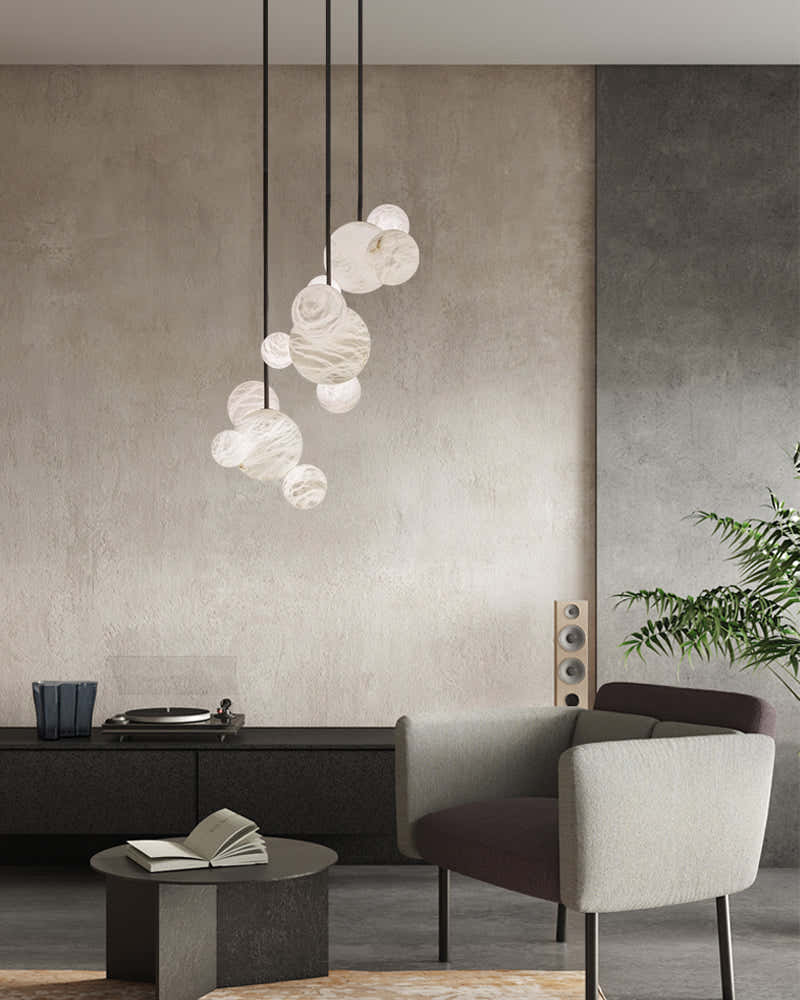 Cluster White Alabaster Long Pendant Lamp Cord ceiling for home decor