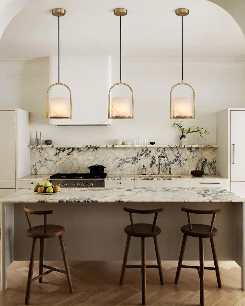 3 lights cluster alabaster dome brass pendant indoor lighting ceiling for kitchen island