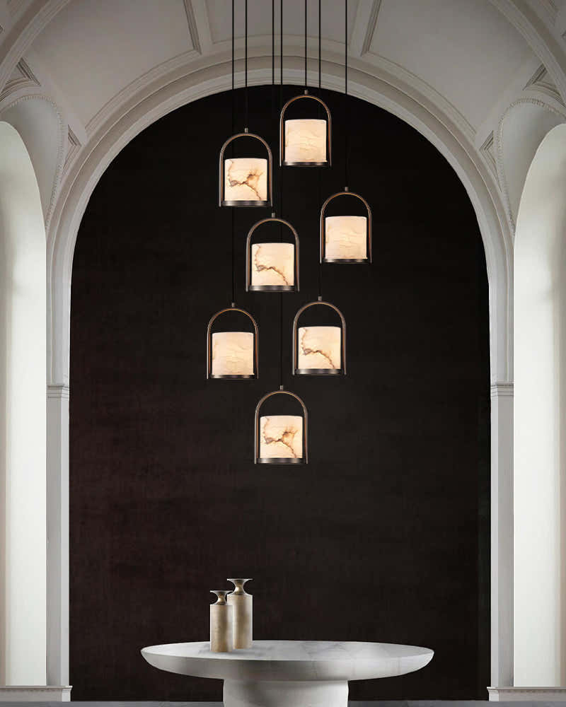 3 lights cluster alabaster dome brass pendant indoor lighting ceiling for kitchen island