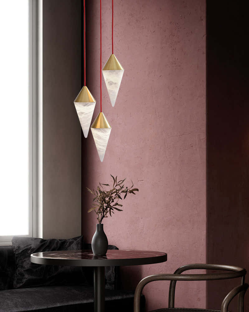 Minimalist Style Cone Alabaster Pendant Light for living room,4.3" Dia