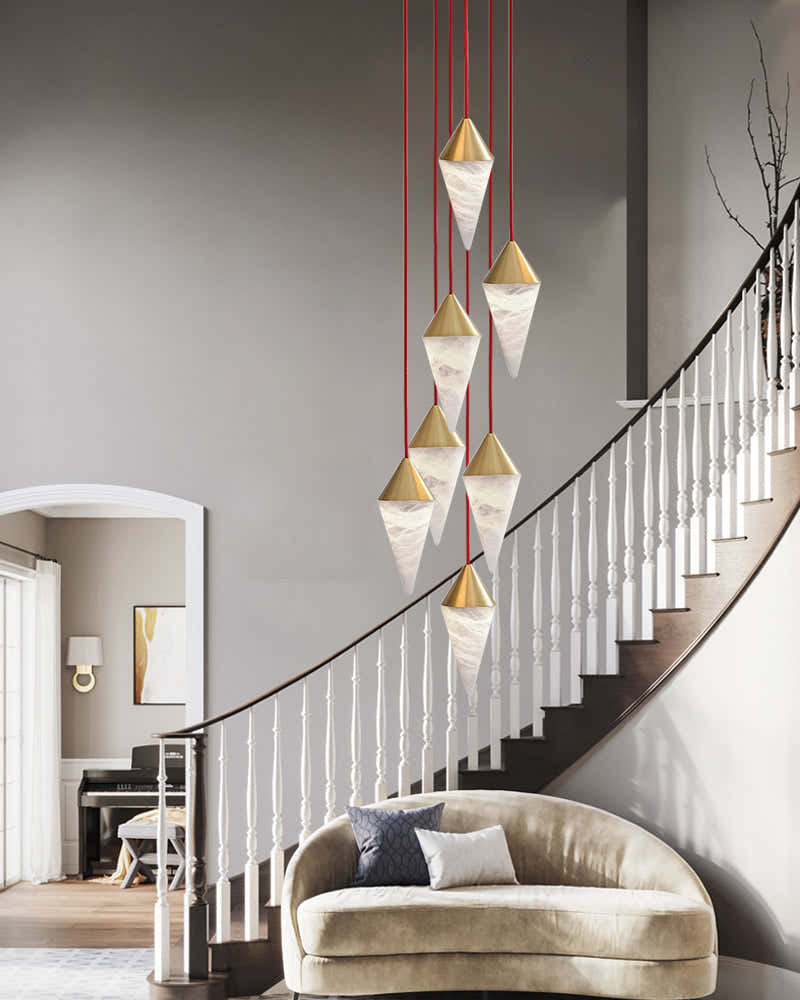 Minimalist Style Cone Alabaster Pendant Light for living room,4.3" Dia