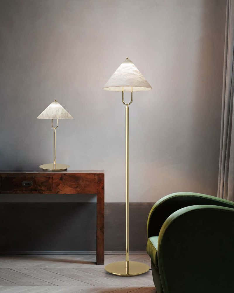 Fuji Cone Alabaster Desk Table Lamp Wide 8" for bedroom home decor