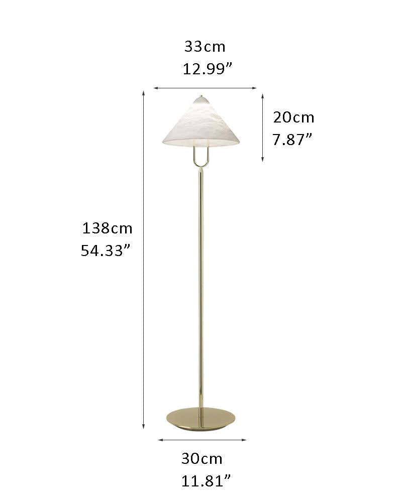 Fuji Aluminum Golden Rod LED Cone Alabaster High Floor Lamp H 55"