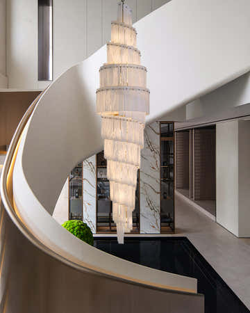 Stairwell Luxury Modern LED High Ceiling Large Alabaster Chandelier