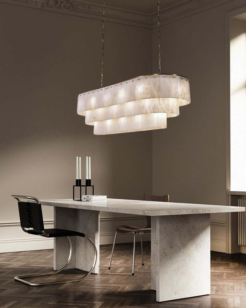 Stairwell Luxury Modern LED High Ceiling Large Alabaster Chandelier