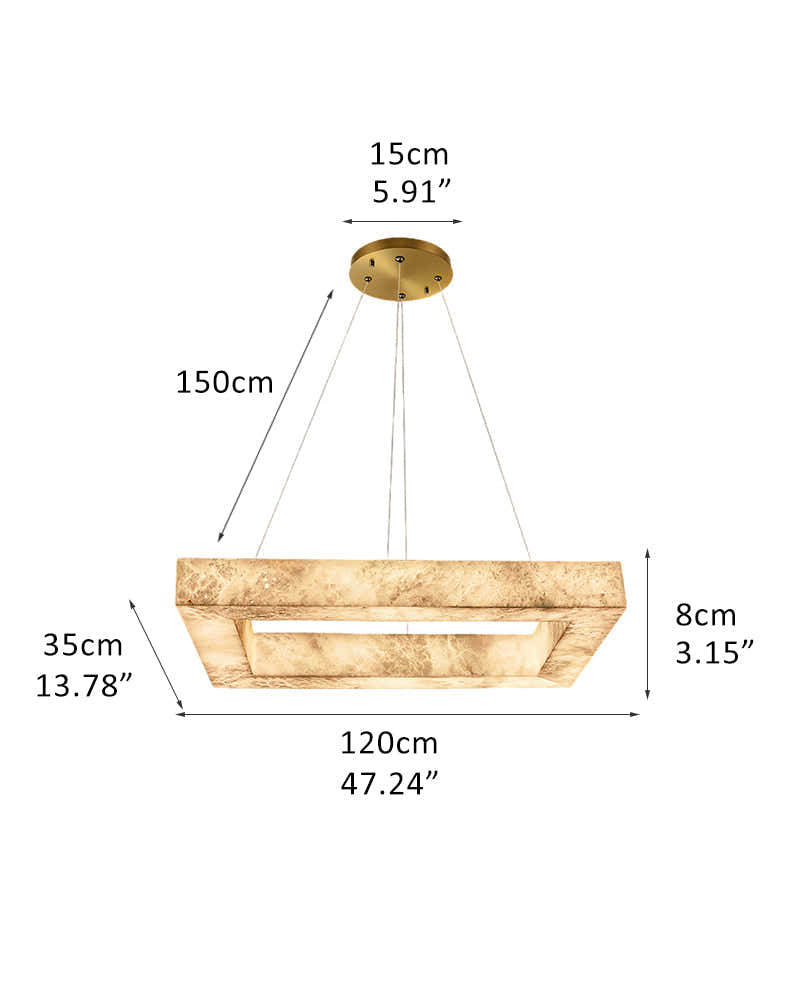 Square/Rectangle Large Alabaster Chandelier, 20" 24" 32" 40" 58" 60" 71" 79" Dia