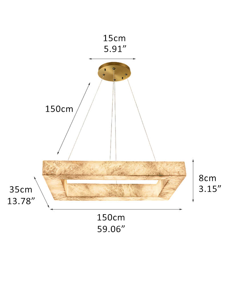 Square/Rectangle Large Alabaster Chandelier, 20" 24" 32" 40" 58" 60" 71" 79" Dia