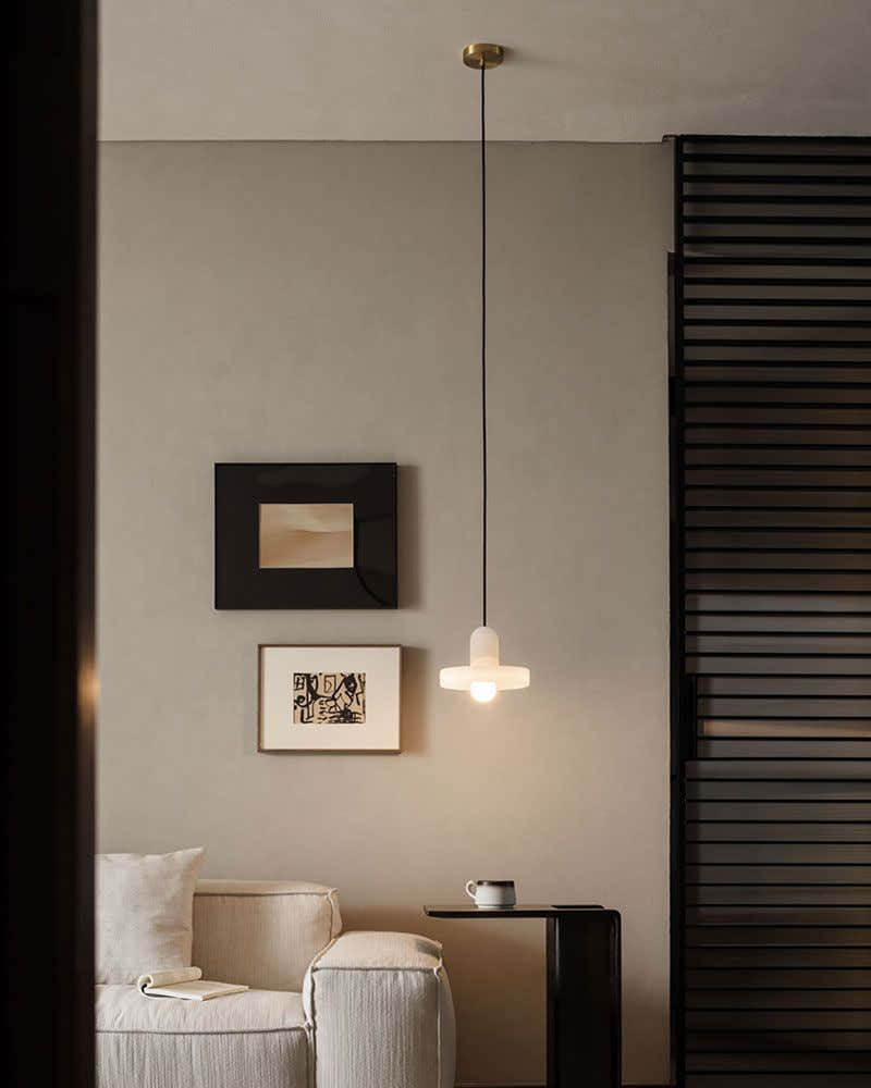White Alabaster Kitchen Island Pendant Lamp