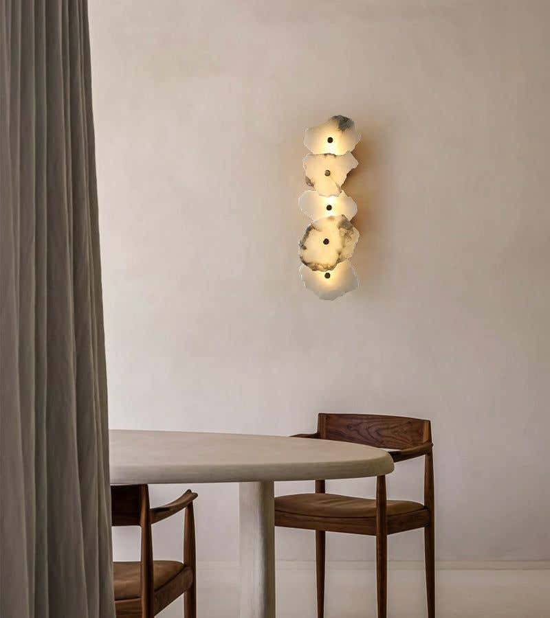 Art Decor Multiple Irregularity Shape LED Brass wall sconces White Alabaster Shade
