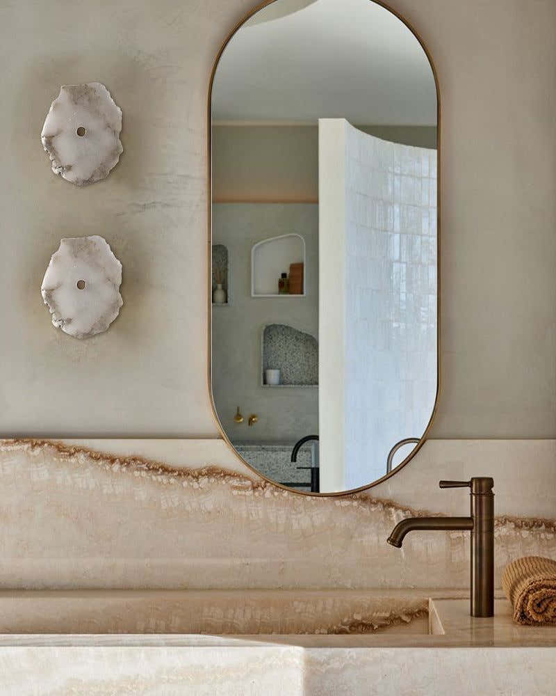 Art Decor Multiple Irregularity Shape LED Brass wall sconces White Alabaster Shade