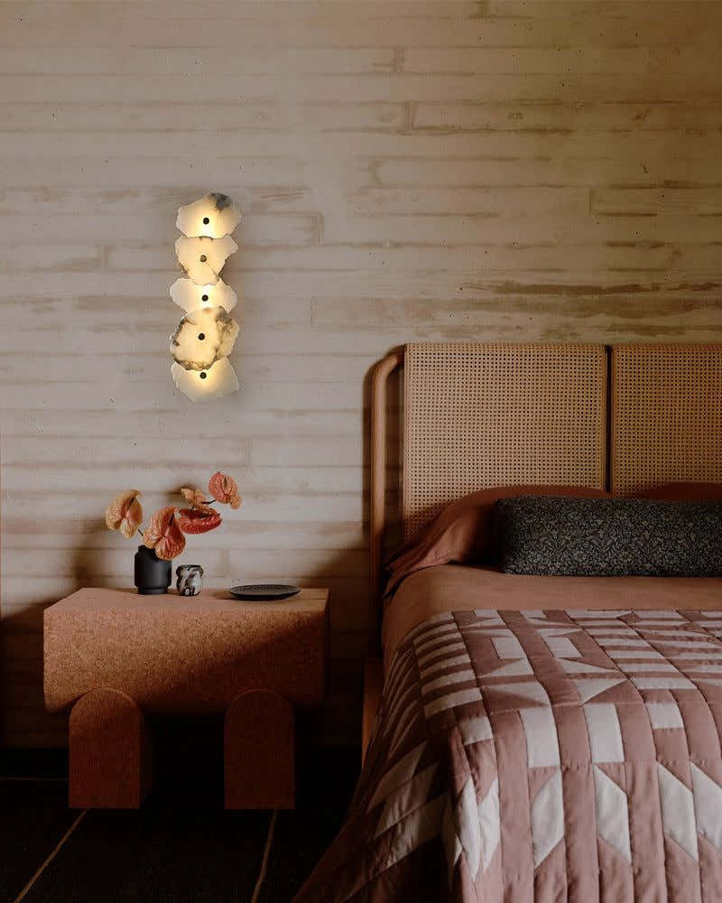 Art Decor Multiple Irregularity Shape LED Brass wall sconces White Alabaster Shade