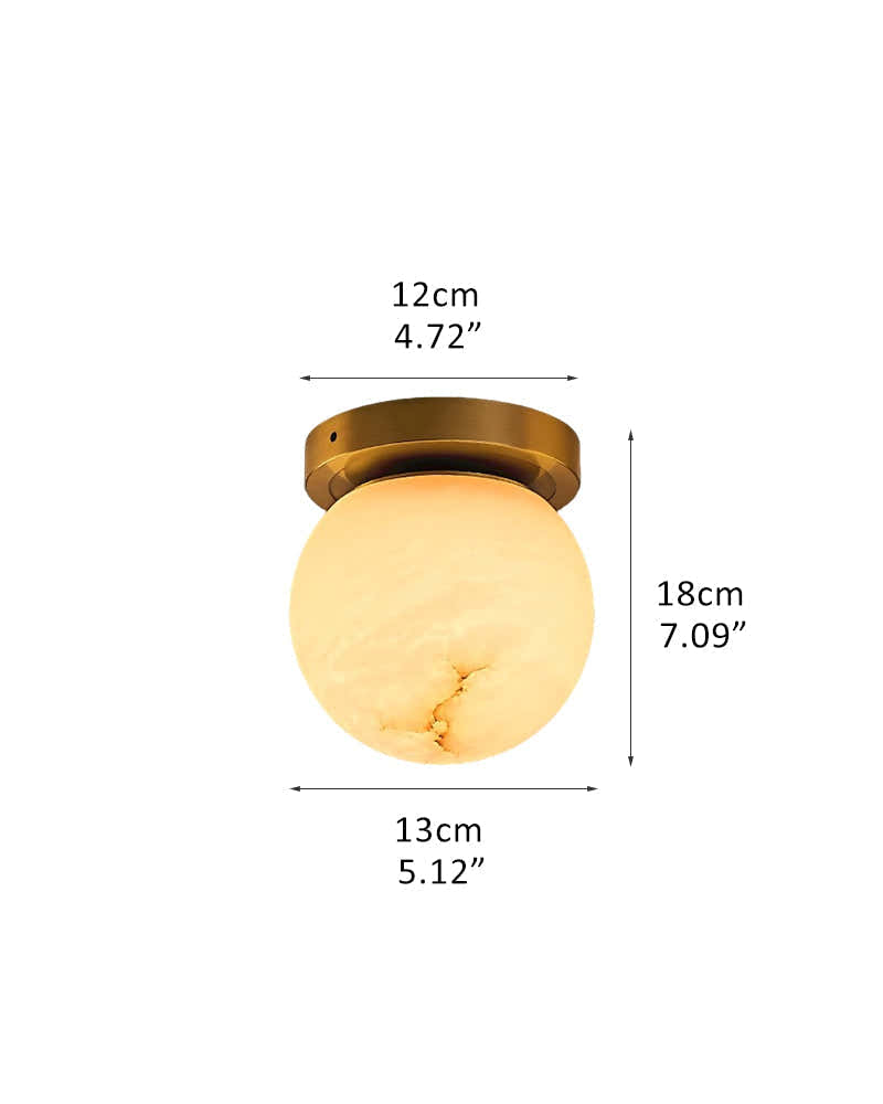 Modern Light Luxury Marble Round Ball Square Copper 1-Light Semi-Flush Mount Ceiling Light