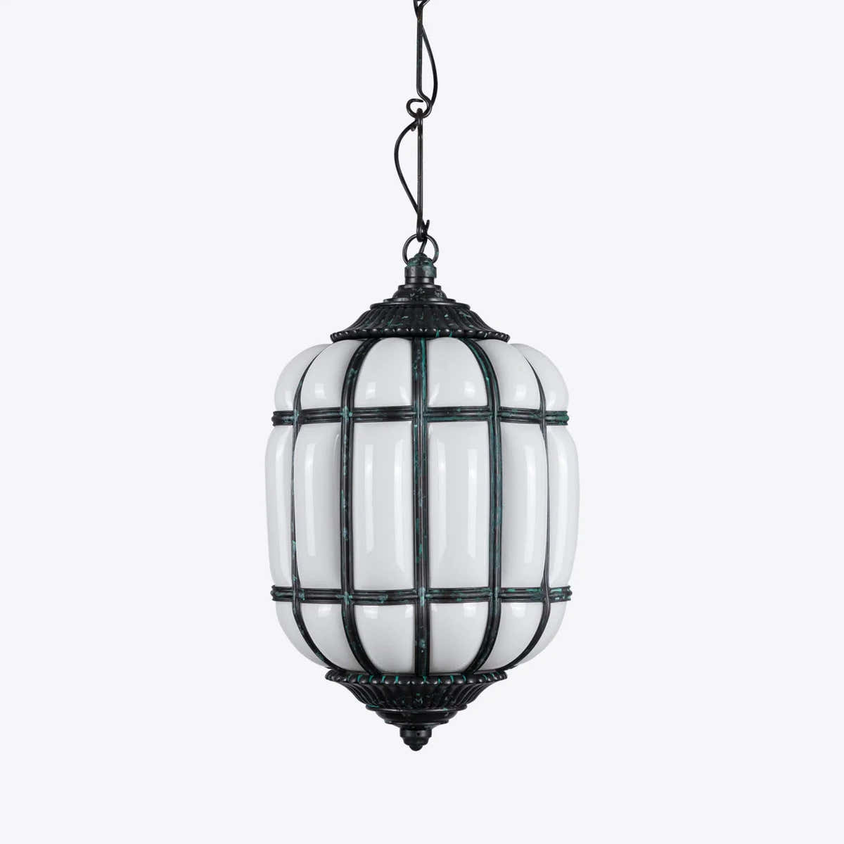 Battersea Opaline and Brass Hanging Lantern