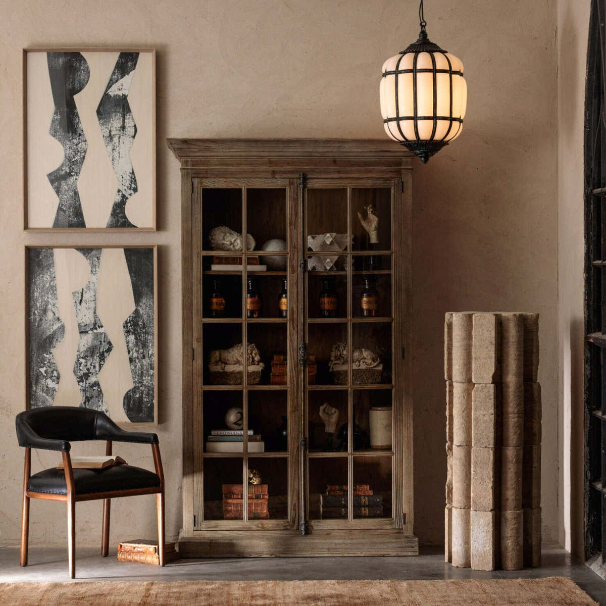 Battersea Opaline and Brass Hanging Lantern