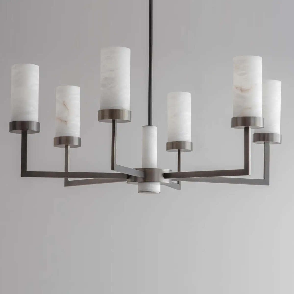 Contemporary  Alabaster 6-arm Compass Chandelier