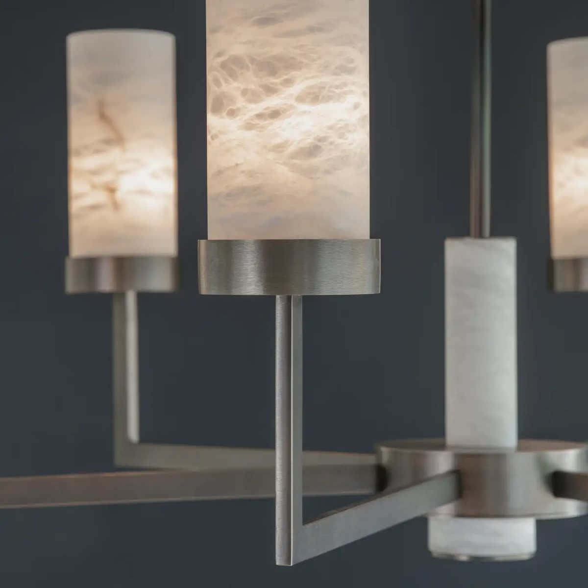 Contemporary  Alabaster 6-arm Compass Chandelier