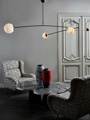 Alabaster Triple Mobile Chandelier