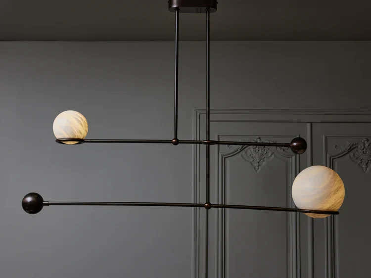 Alabaster Double Pendulum Chandelier