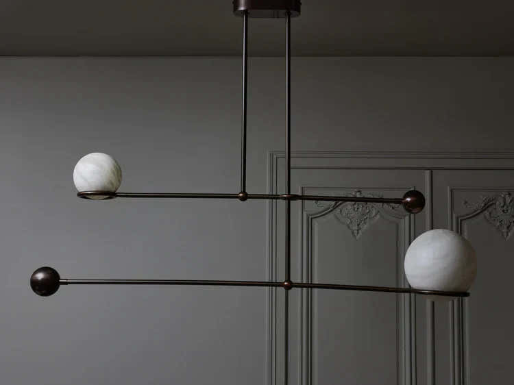 Alabaster Double Pendulum Chandelier