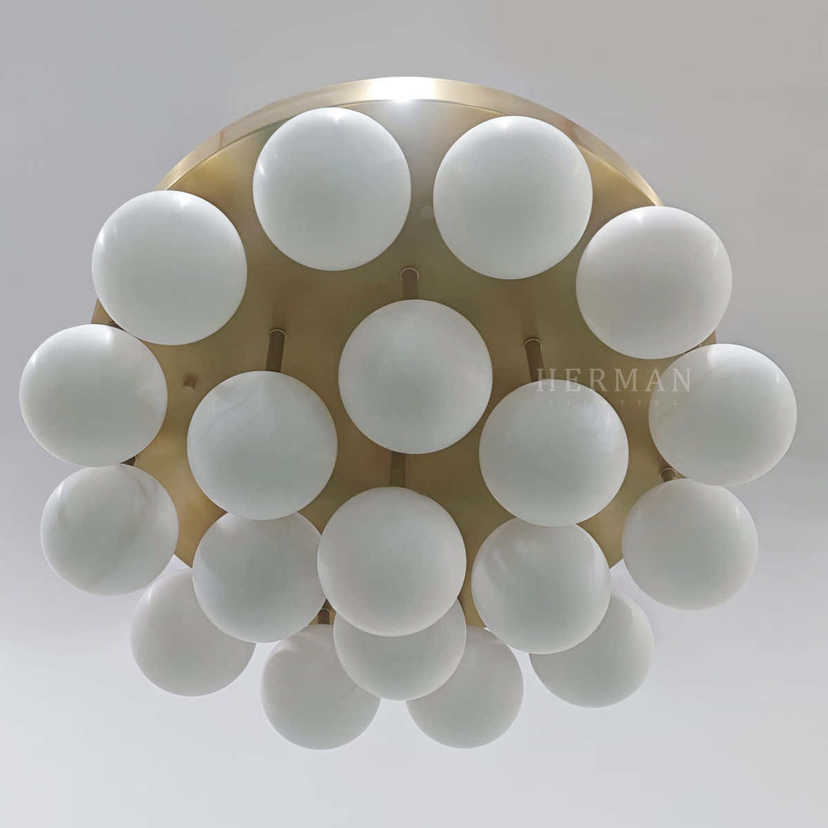 Alabaster Semi Flush Mount with Etched Opal Marble Shades