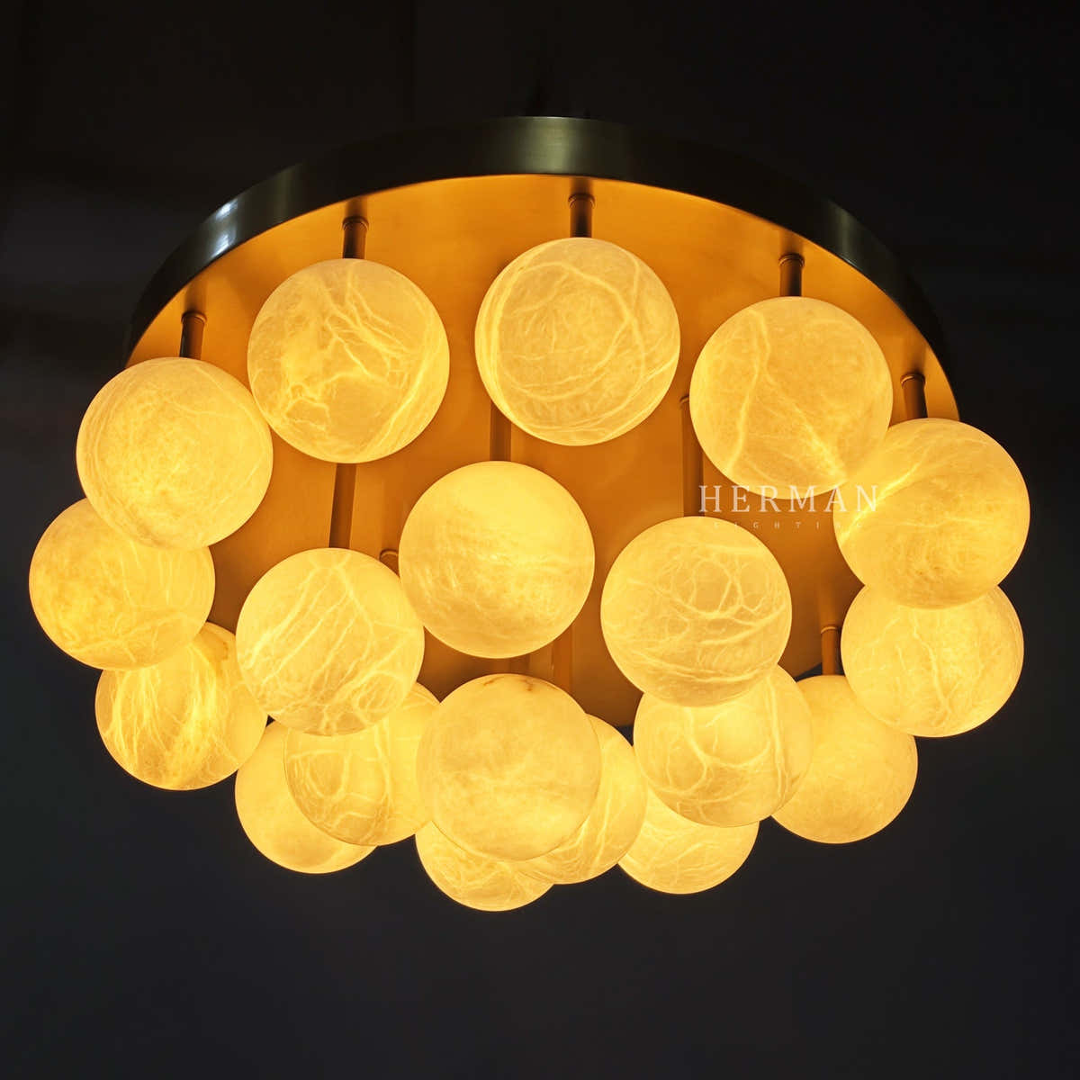 Alabaster Semi Flush Mount with Etched Opal Marble Shades