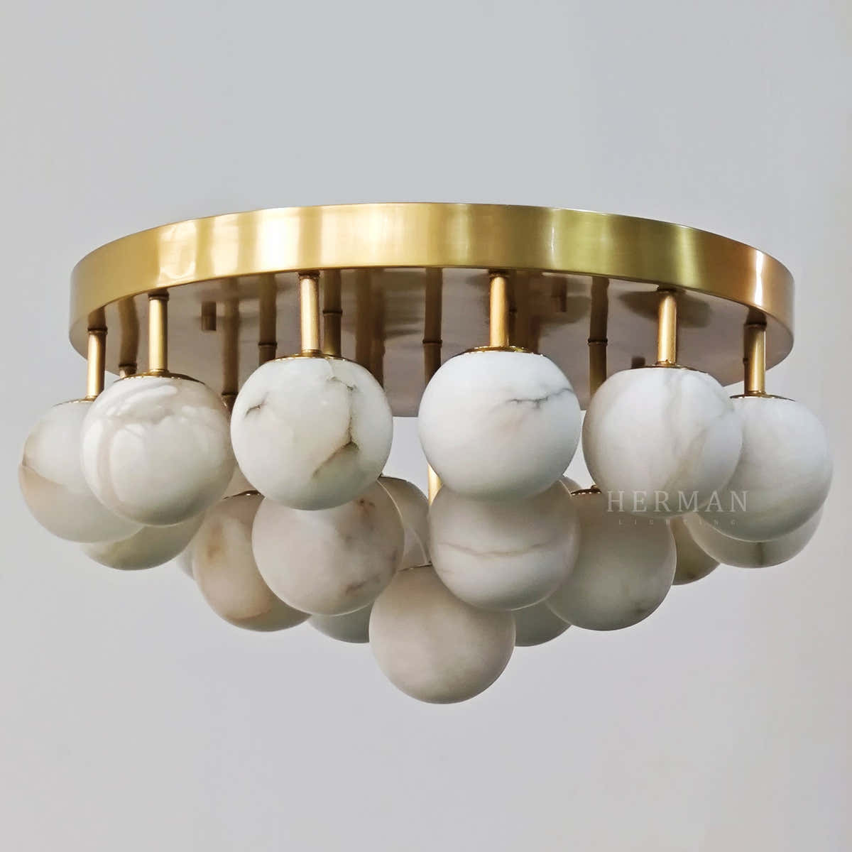 Alabaster Semi Flush Mount with Etched Opal Marble Shades