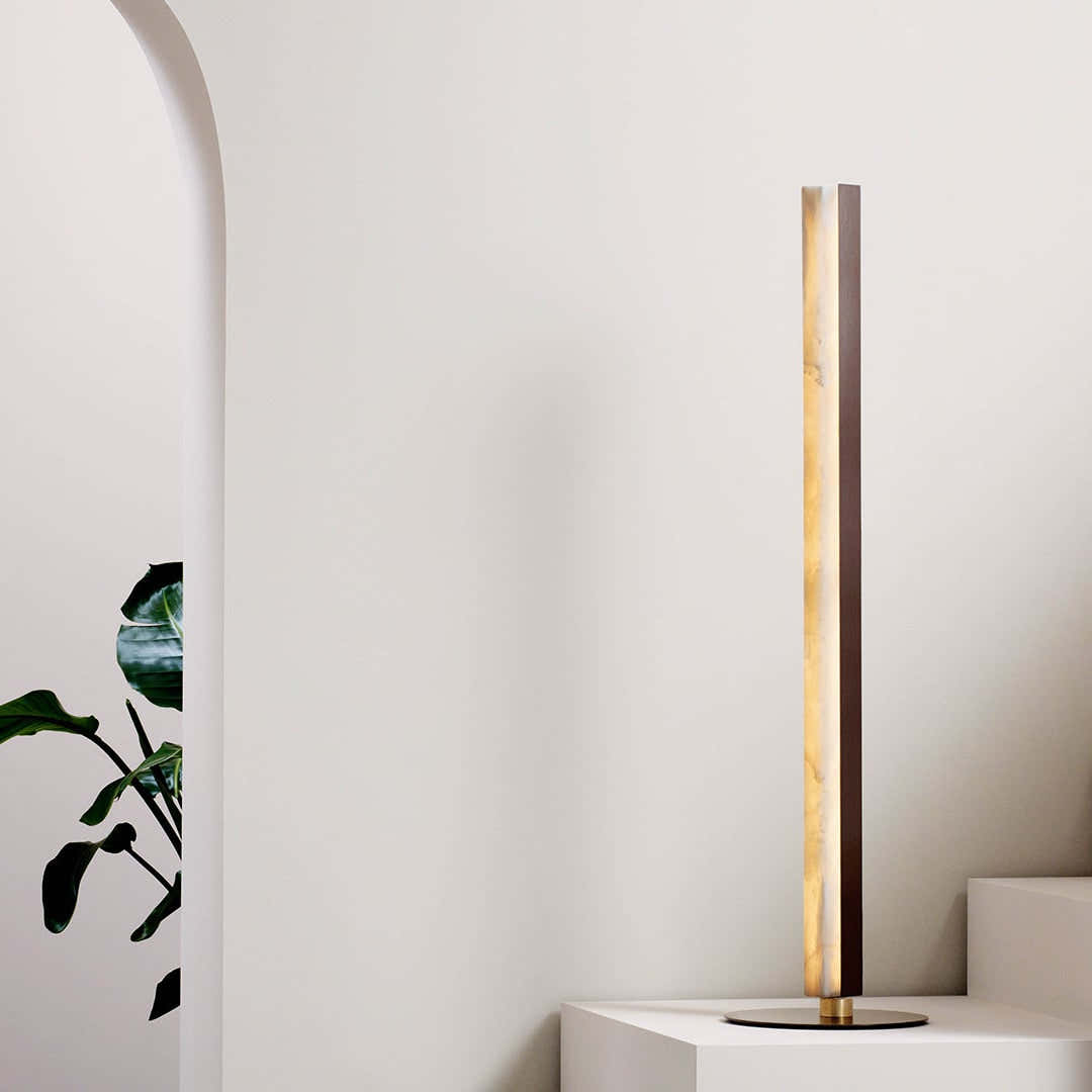 Artes Floor Light - Alabaster, Satin Brass & Bronze