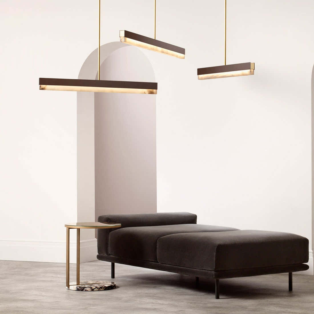 Artes Pendant Light - Alabaster, Bronze & Satin Brass
