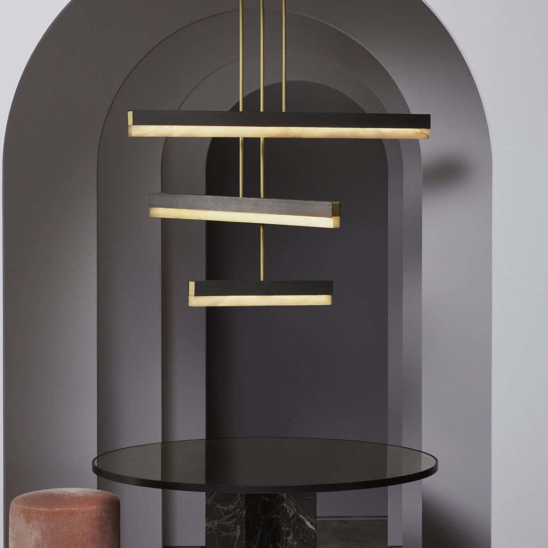 Artes Collective Pendant - Alabaster, Bronze & Satin Brass