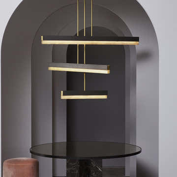 Artes Collective Pendant - Alabaster, Bronze & Satin Brass