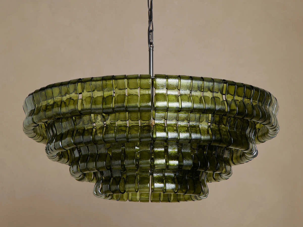 Amor 4-Tier Ghiaccio Glass Round Chandelier 36"