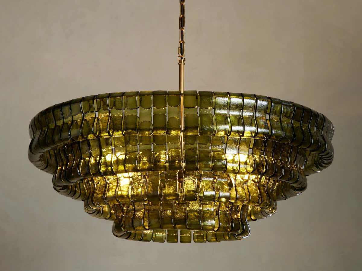 Amor 4-Tier Ghiaccio Glass Round Chandelier 36"