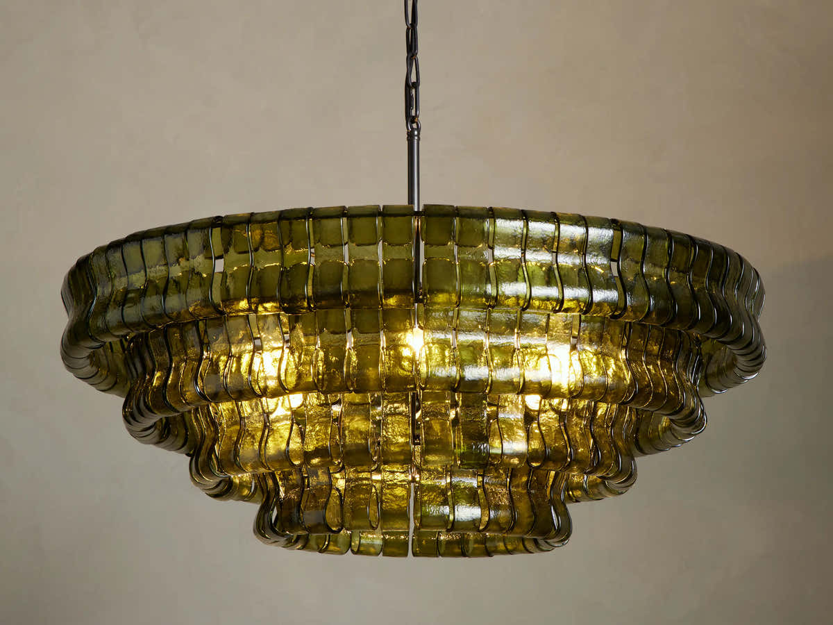 Amor 4-Tier Ghiaccio Glass Round Chandelier 36"