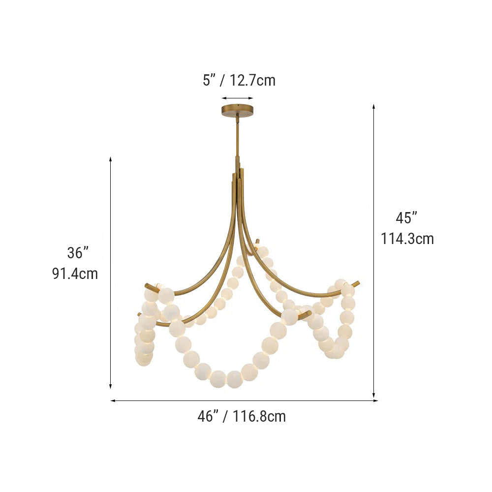 Cluster String Alabaster Beads Semi Flush Chandelier