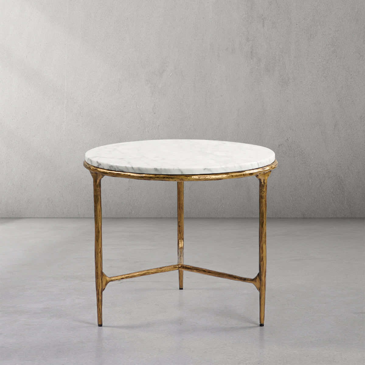 Hand-Forged Metal Marble Round Side Table 3 Leg 24"D