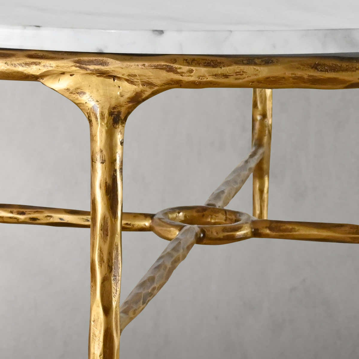 Hand-Forged Metal Marble Round Coffee Table 36" 55"