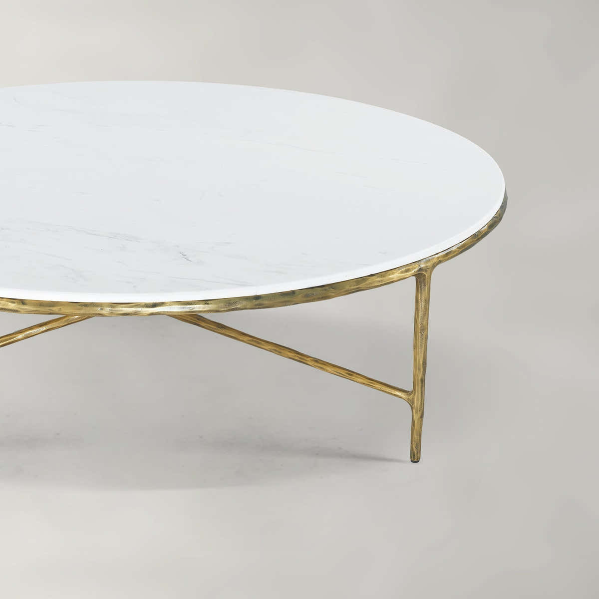 Hand-Forged Metal Marble Round Coffee Table 36" 55"