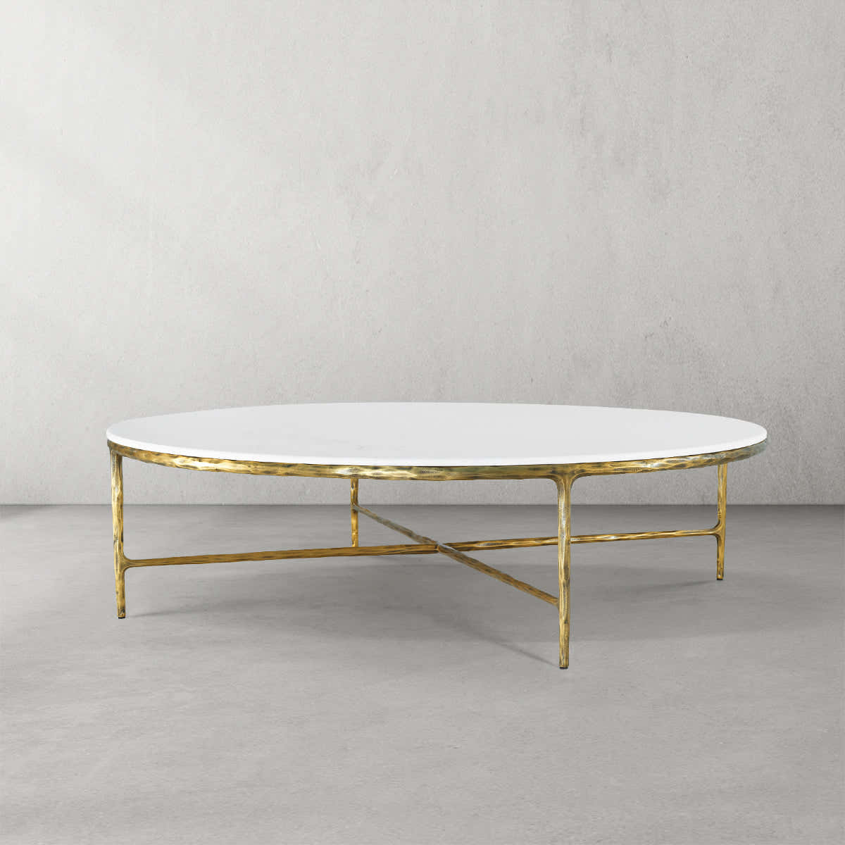 Hand-Forged Metal Marble Round Coffee Table 36" 55"