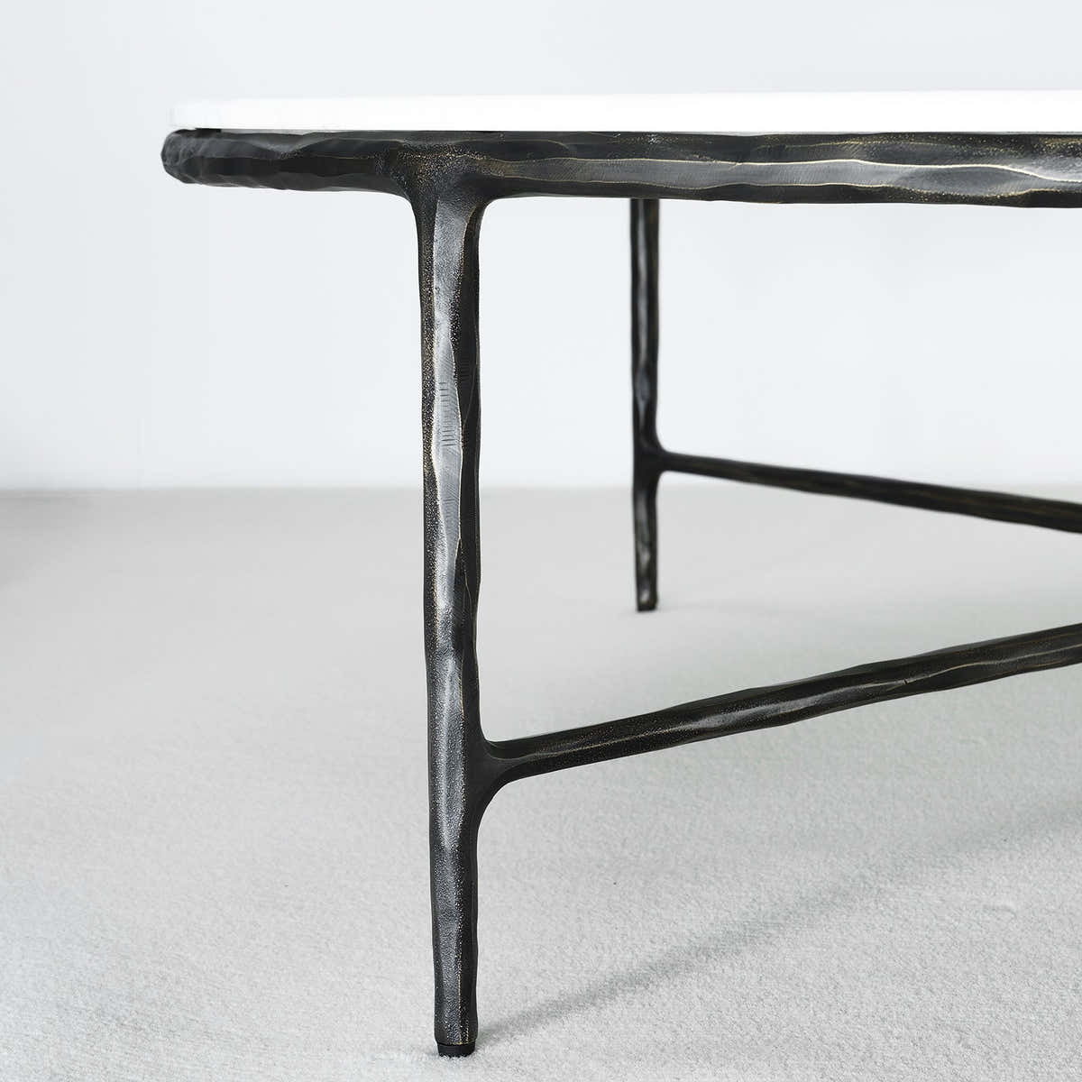 Hand-Forged Metal Marble Round Coffee Table 36" 55"