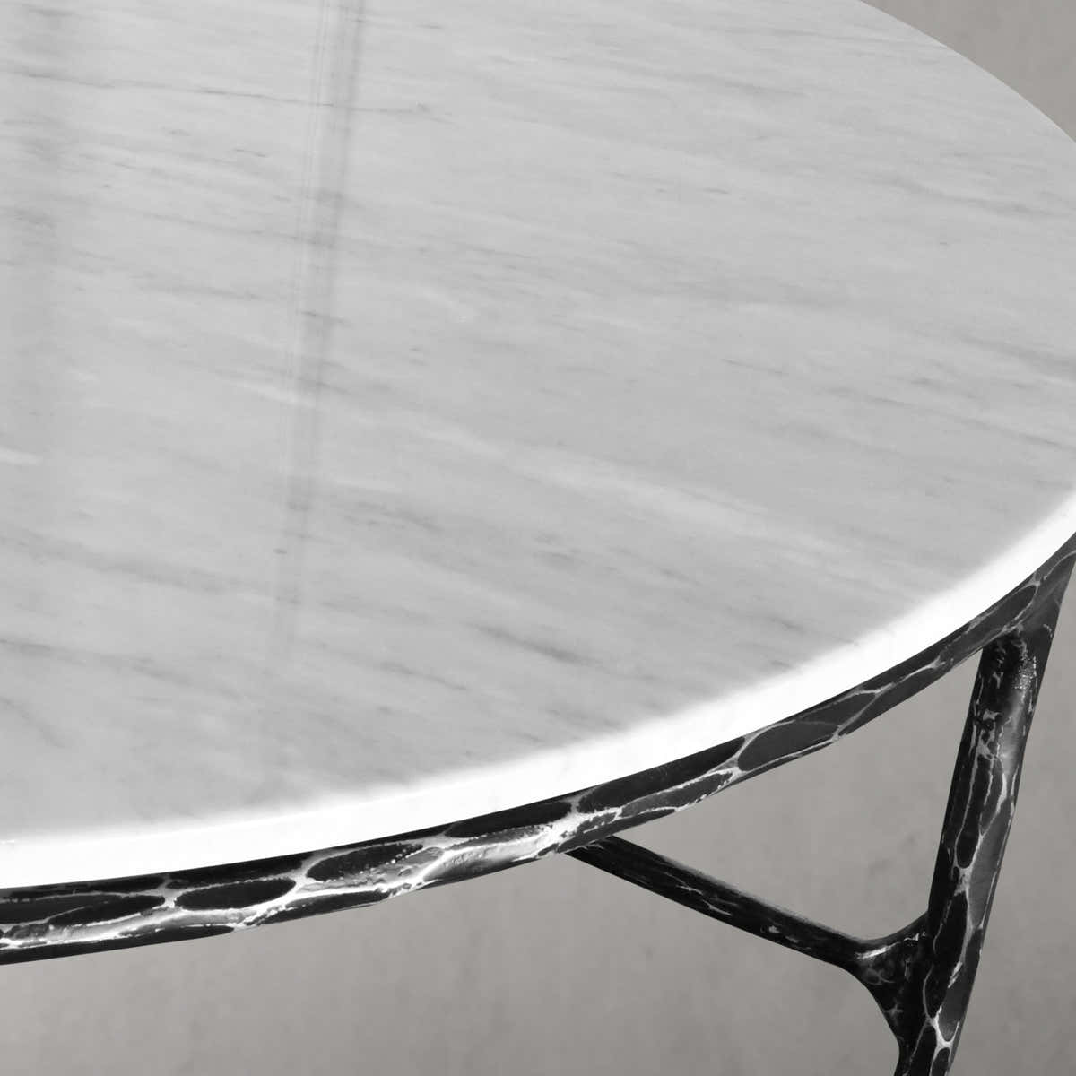 Hand-Forged Metal Marble Round Coffee Table 36" 55"