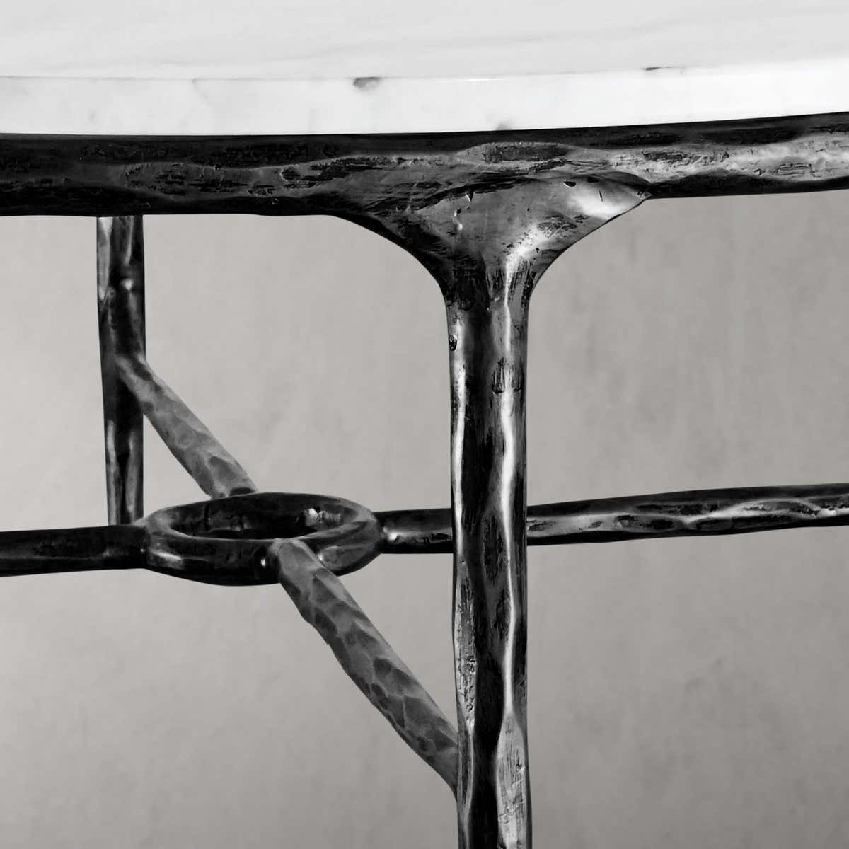 Hand-Forged Metal Marble Round Coffee Table 36" 55"