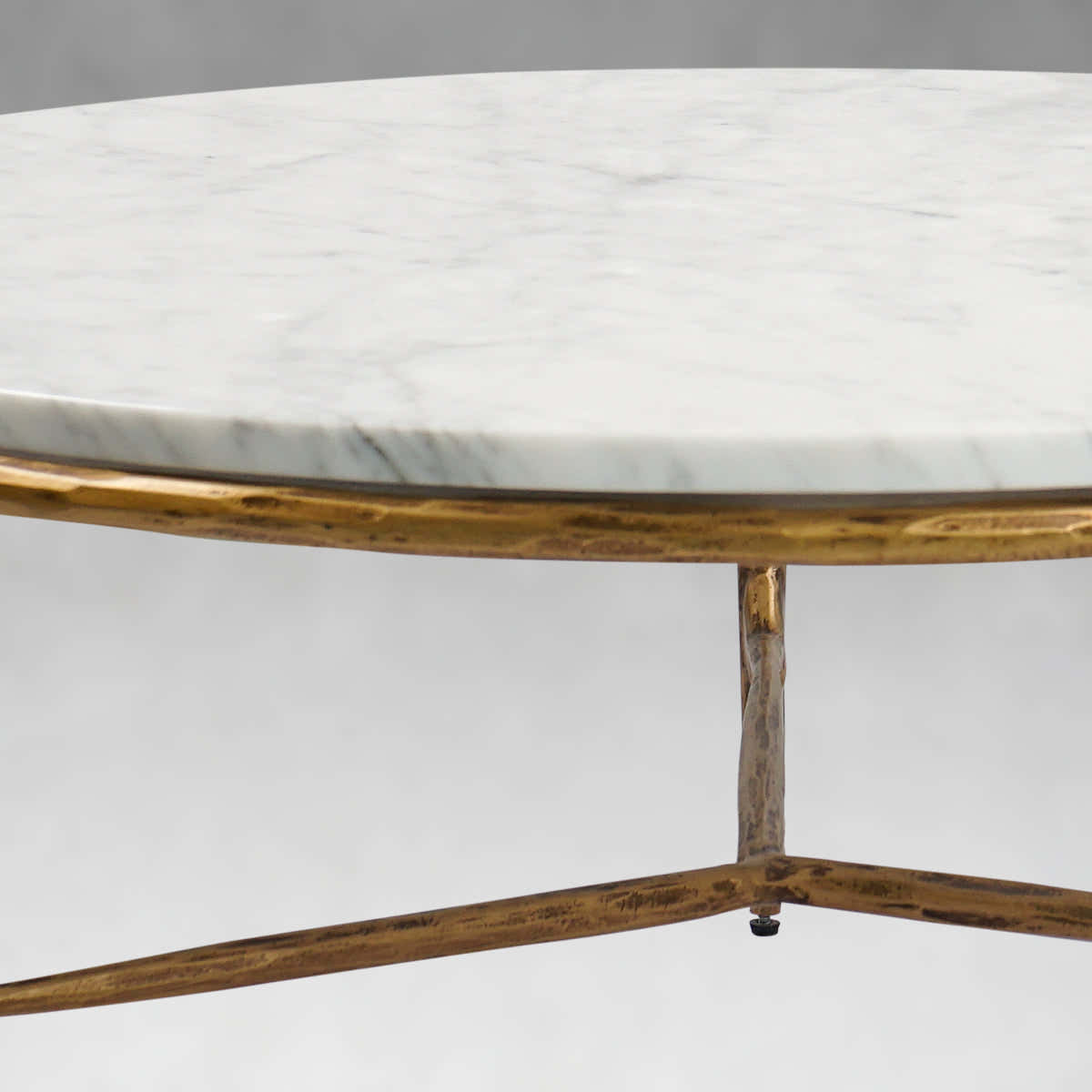 Hand-Forged Metal Marble Round Coffee Table 3 Legs 35"