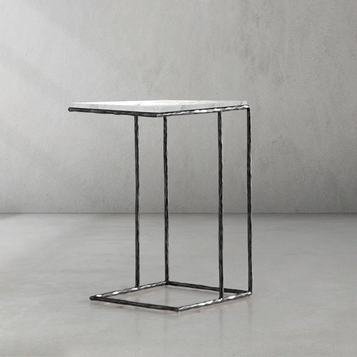 Hand-Forged Metal Mable C-Shaped Side Table