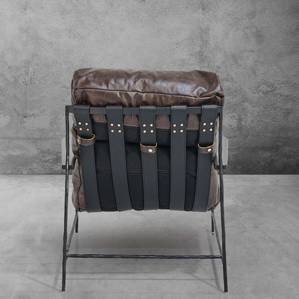 Hand-Forged Metal Leather Armchair